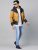 Roadster Men Mustard Yellow & Black Colourblocked Hooded Padded Jacket-12111616